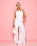 CARMEN LINEN WIDE LEG PANTS WHITE