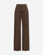 CARMEN LINEN WIDE LEG PANTS BROWN