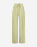CARMEN LINEN WIDE LEG PANTS PETITE LICHT OLIJFGROEN