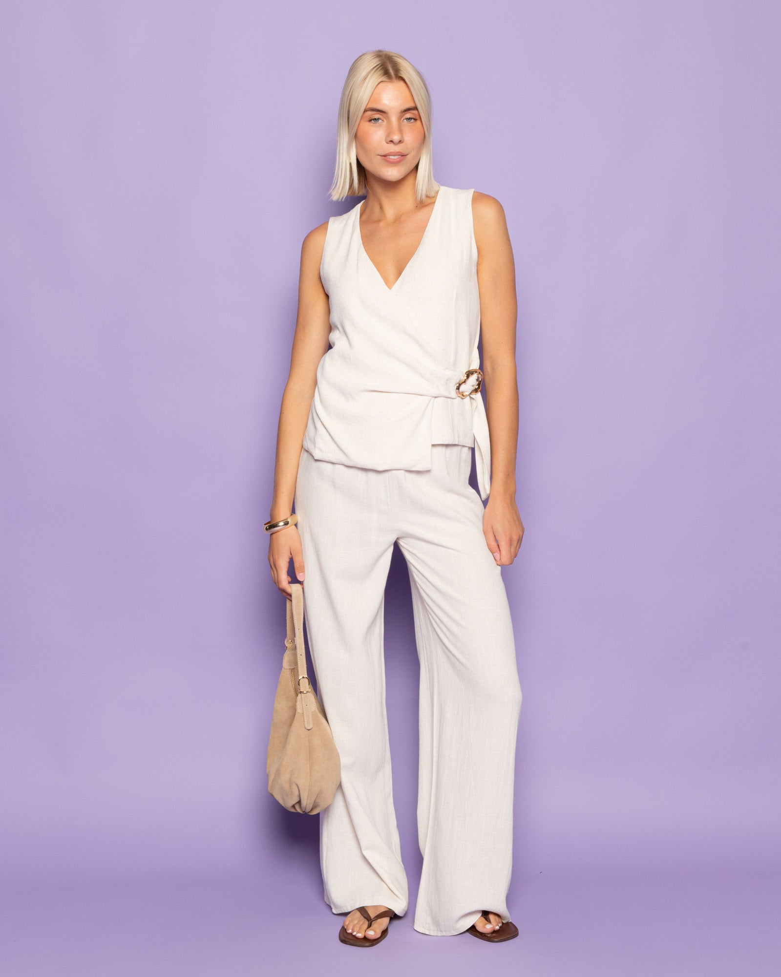 LINDE BUCKLE GILET BEIGE