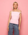 TAMAR OFF SHOULDER TWISTED TOP LIGHT PINK