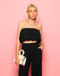 JULIE BUBBLE HEM BANDEAU TOP BLACK