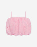 MANOU BRODERIE BUBBLE HEM TOP ROZE