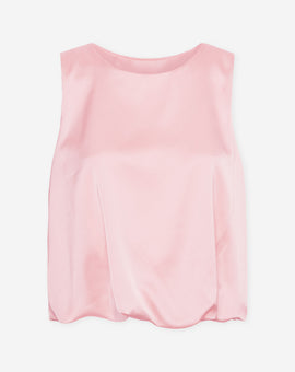 SATIN BUBBLE HEM TOP LIGHT PINK