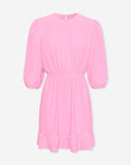 JULIE PUFF SLEEVE RUFFLE DRESS HARD ROZE