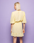 JULIE PUFF SLEEVE RUFFLE DRESS BUTTER YELLOW