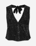 VELVET SEQUINS HALTER TOP BLACK