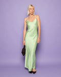 AVERY SATIN SLIP DRESS PISTACHE