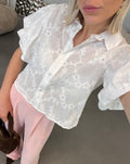 BRODERIE PUFF SLEEVE BLOUSE WHITE