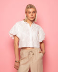 BRODERIE PUFF SLEEVE BLOUSE WHITE