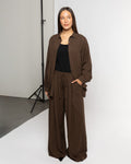 CARMEN LINEN WIDE LEG PANTS BROWN