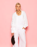 CARMEN LINEN OVERSIZED BLOUSE WIT