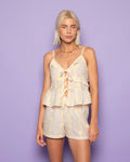 FLOWER COTTON RUFFLE CAMI TOP BOTERGEEL