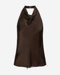 TAMMY SATIN HALTER TOP BROWN