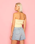 JULIE STRAPLESS RUFFLE TOP BUTTER YELLOW