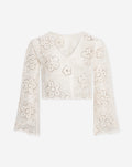 FLOWER SEQUIN CROCHET TOP CREAM