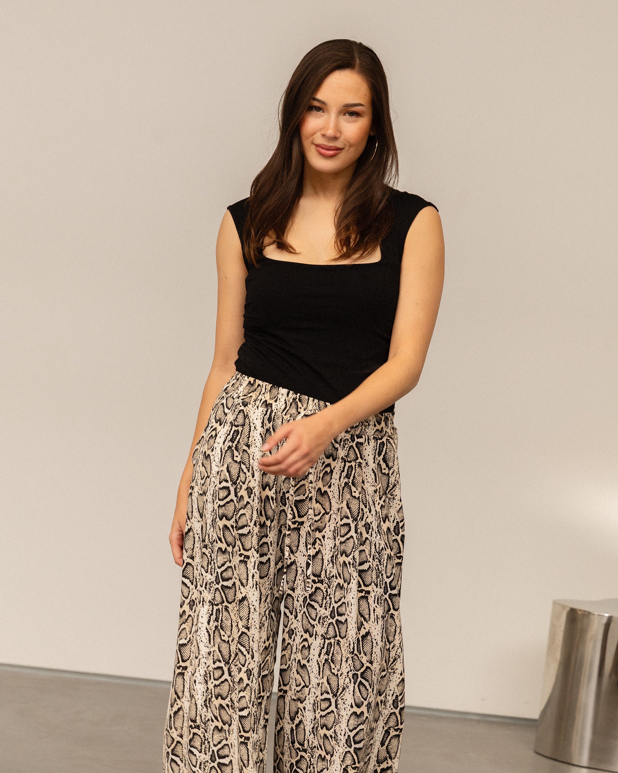 JULIE SNAKE WIDE LEG PANTALON TALL BEIGE