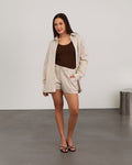 STRIPE OVERSIZED BLOUSE BRUIN