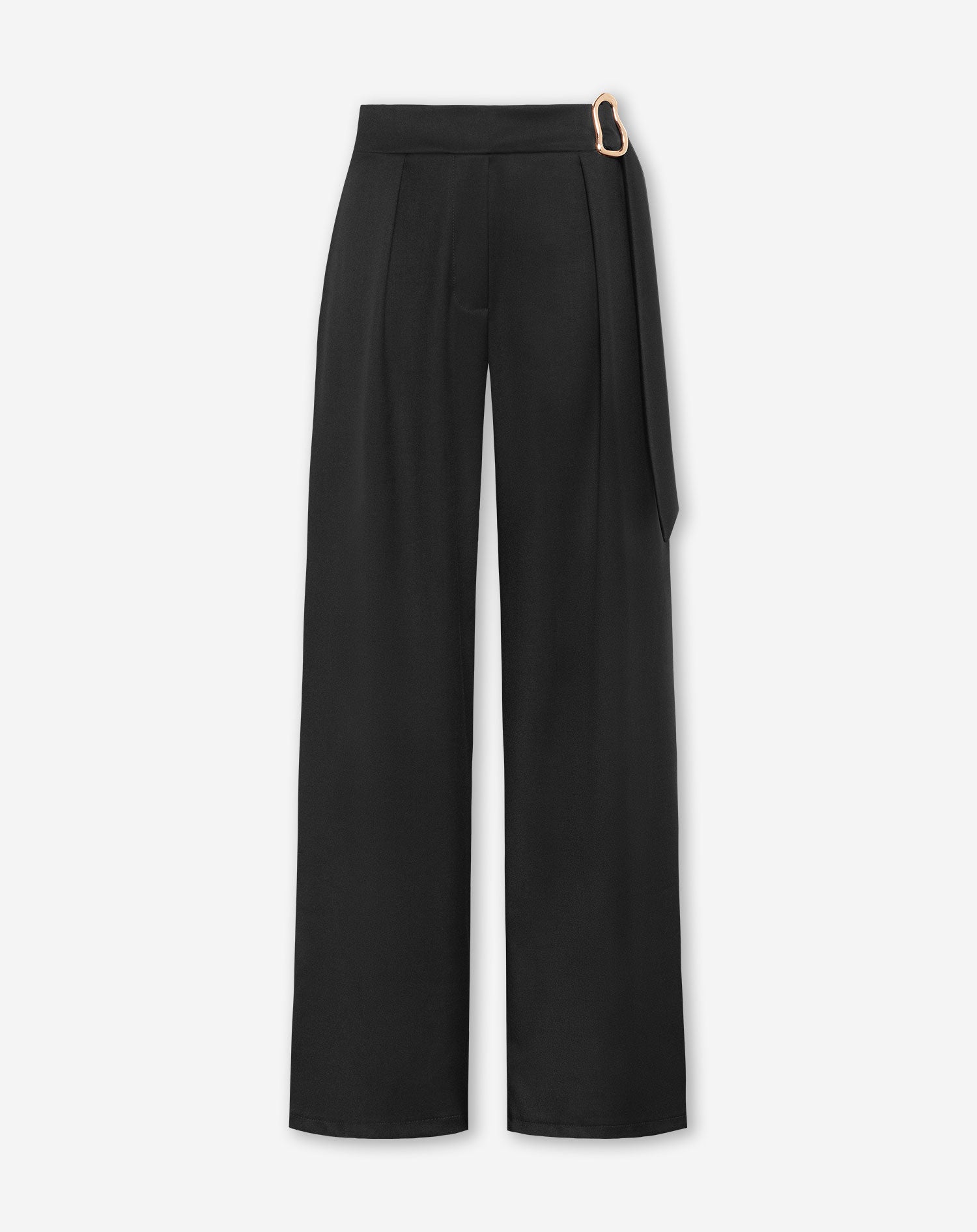 PHOEBE BUCKLE STRAIGHT LEG PANTALON BLACK
