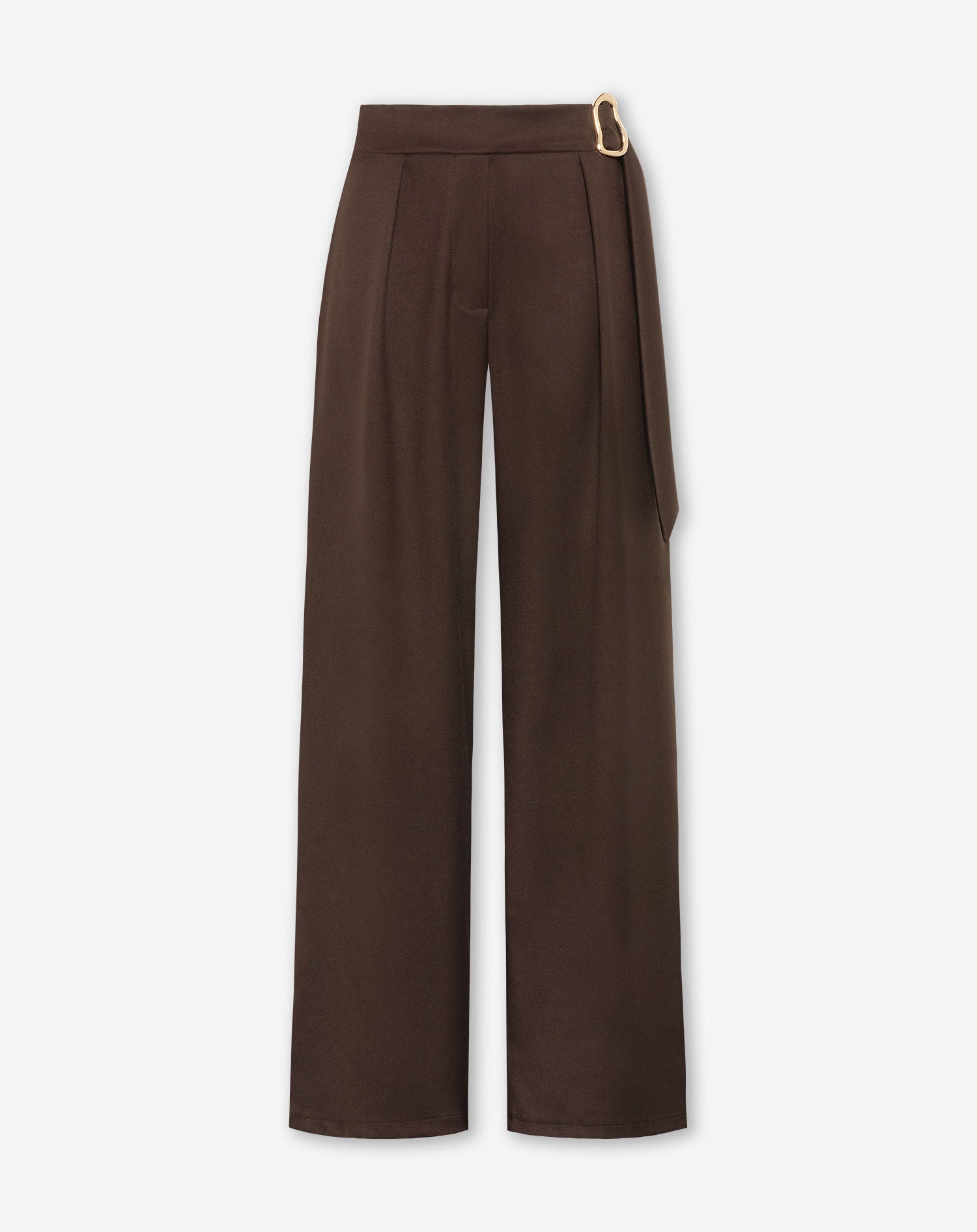 PHOEBE BUCKLE STRAIGHT LEG PANTALON BROWN