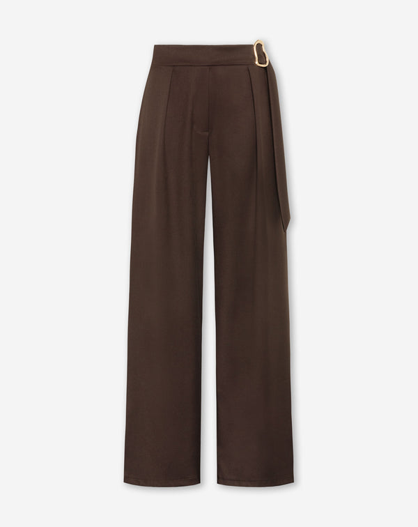PHOEBE BUCKLE STRAIGHT LEG PANTALON BROWN