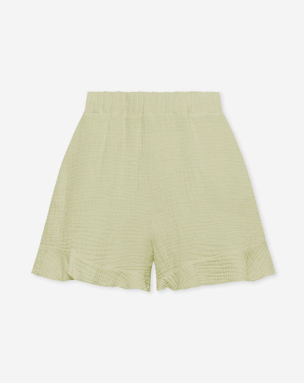 MOUSSELINE SHORTS LICHT OLIJFGROEN