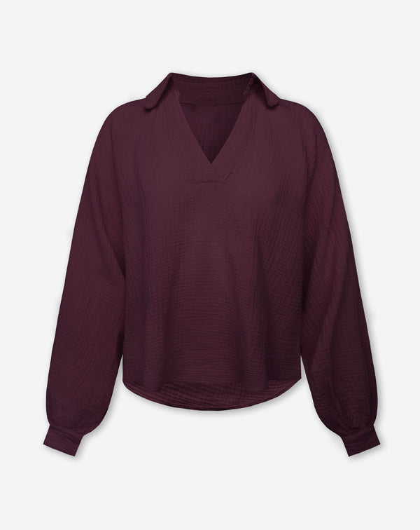 MOUSSELINE BLOUSE DARK BURGUNDY