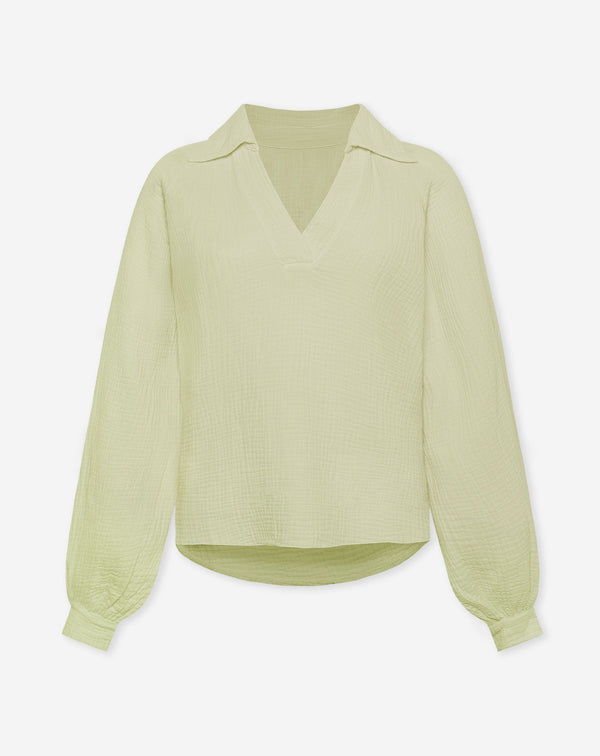 MOUSSELINE BLOUSE LICHT OLIJFGROEN