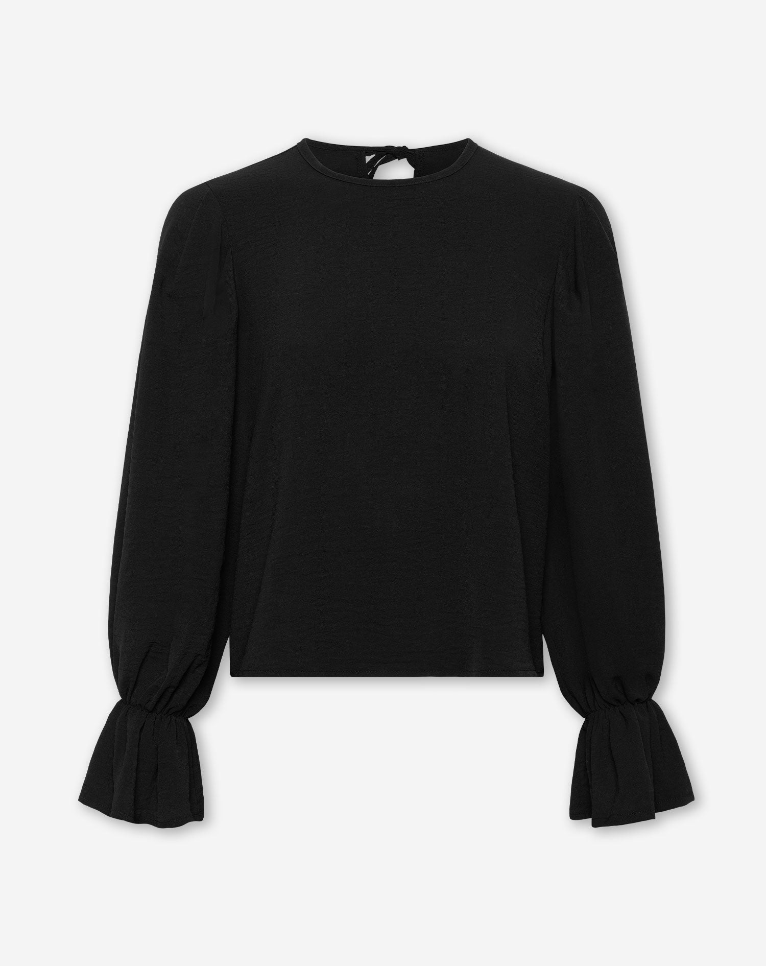 JULIE PLEATS LONG SLEEVE TOP BLACK