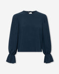 JULIE PLEATS LONG SLEEVE TOP NAVY