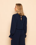 JULIE PLEATS LONG SLEEVE TOP NAVY