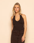 TAMAR HALTER TOP DARK BROWN