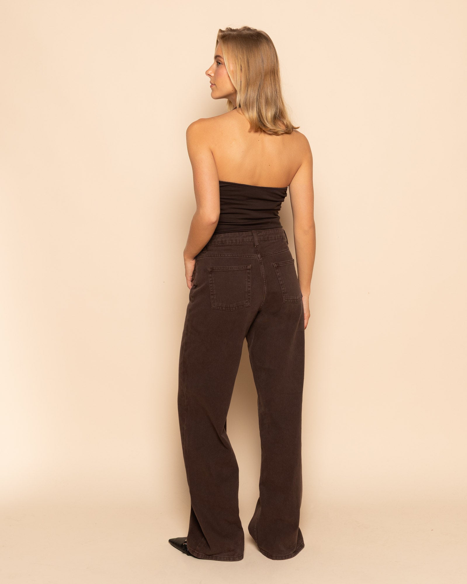 TAMAR HALTER TOP DARK BROWN