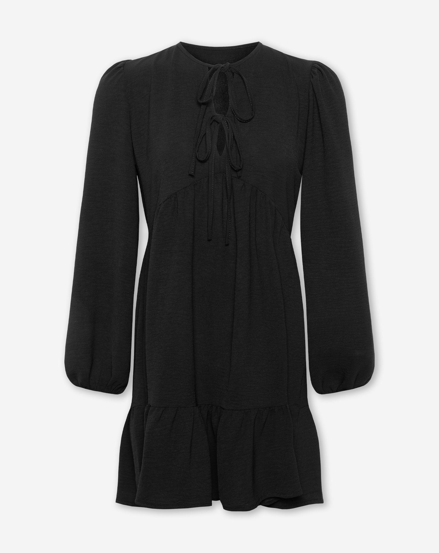 JULIE RUFFLE BOWS DRESS ZWART