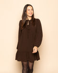 JULIE RUFFLE BOWS DRESS BRUIN