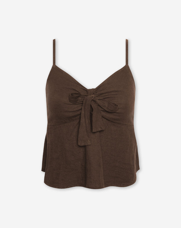 CARMEN LINEN CAMI TOP BRUIN