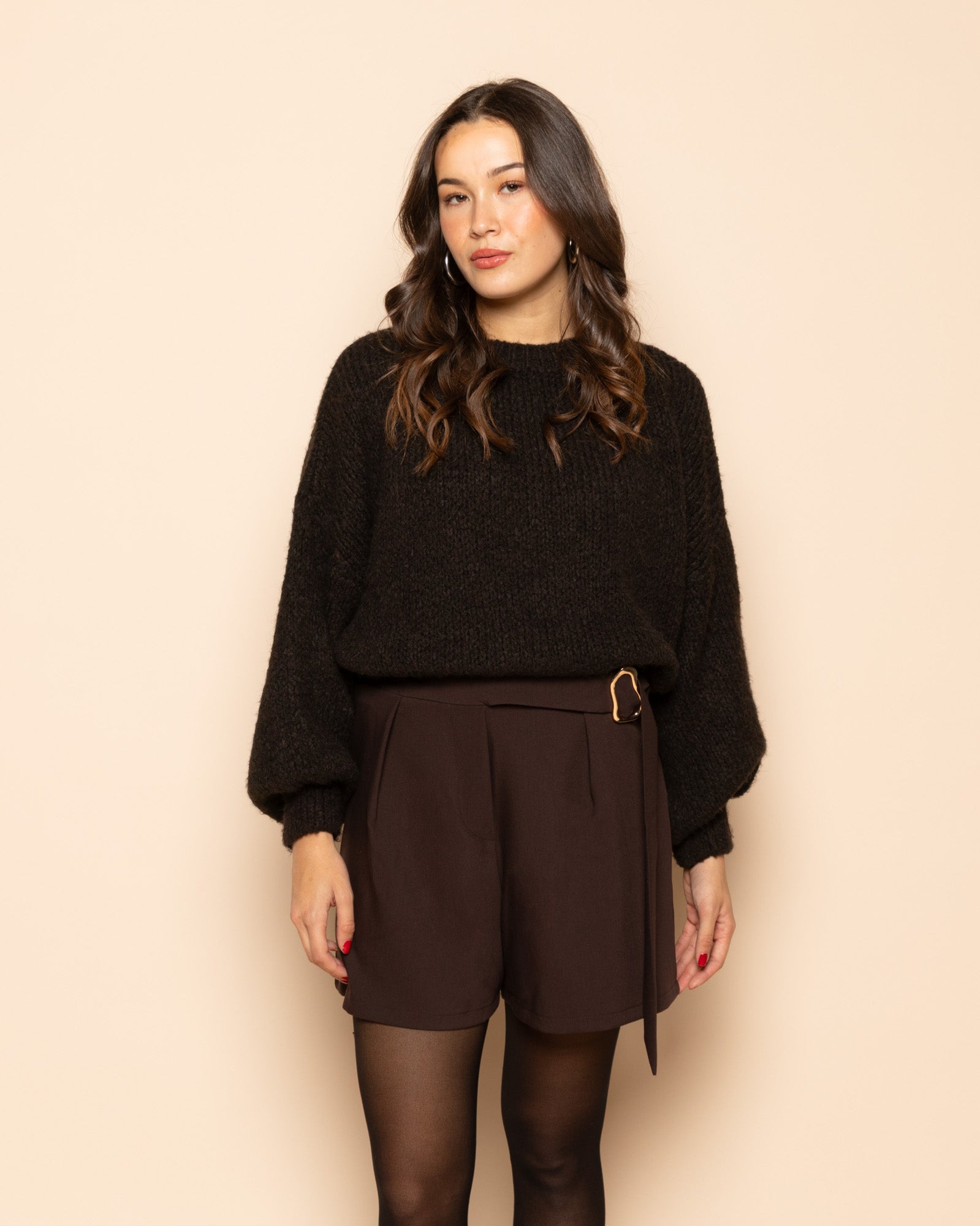 PHOEBE BUCKLE SHORTS BROWN