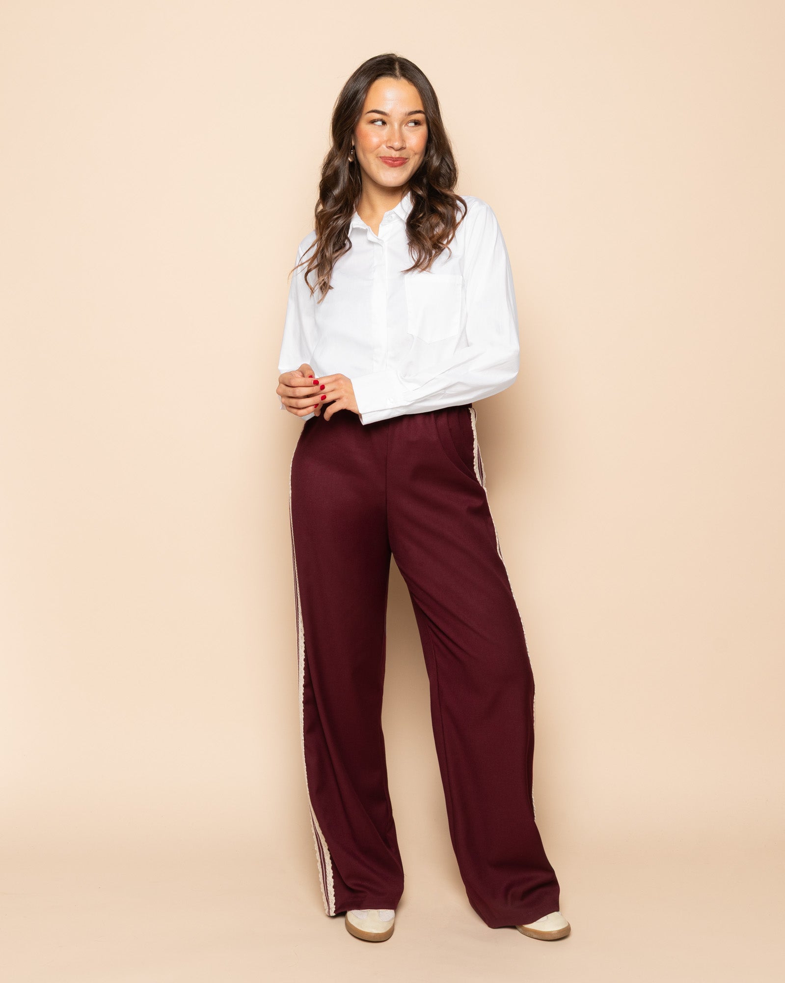 CROCHET TAPE PANTALON BURGUNDY