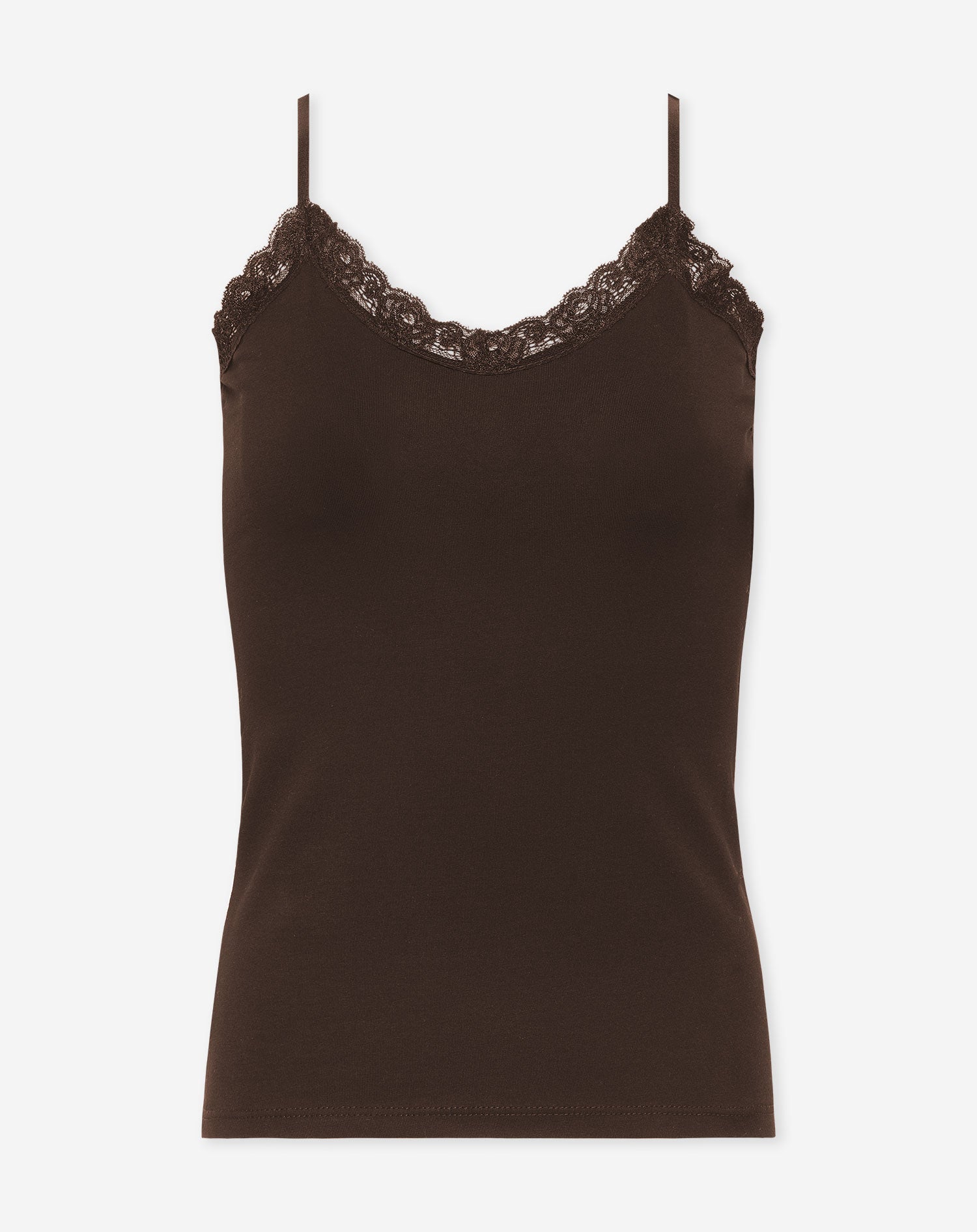 LACE V-NECK CAMI TOP BROWN | Most Wanted