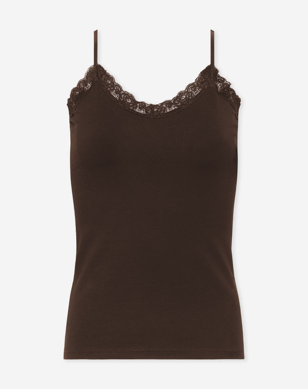 LACE V-NECK CAMI TOP BRUIN