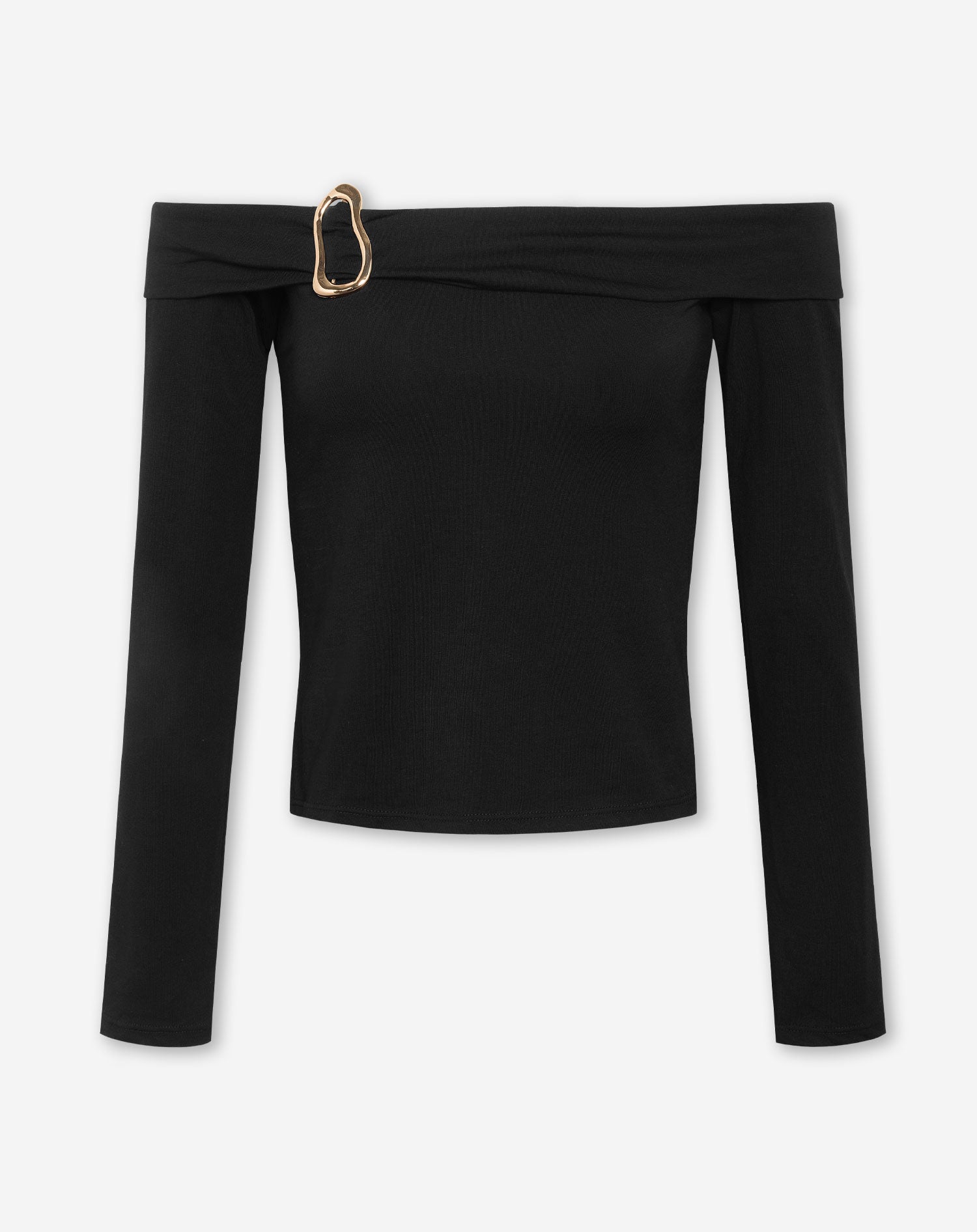 TAMAR OFF SHOULDER BUCKLE TOP BLACK