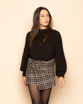 CHECK KNOTTED SKORT BROWN