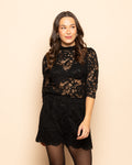 SOFT LACE PUFF SLEEVE TOP BLACK