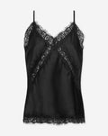 SATIN LACE CAMI TOP BLACK