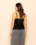 SATIN LACE CAMI TOP BLACK