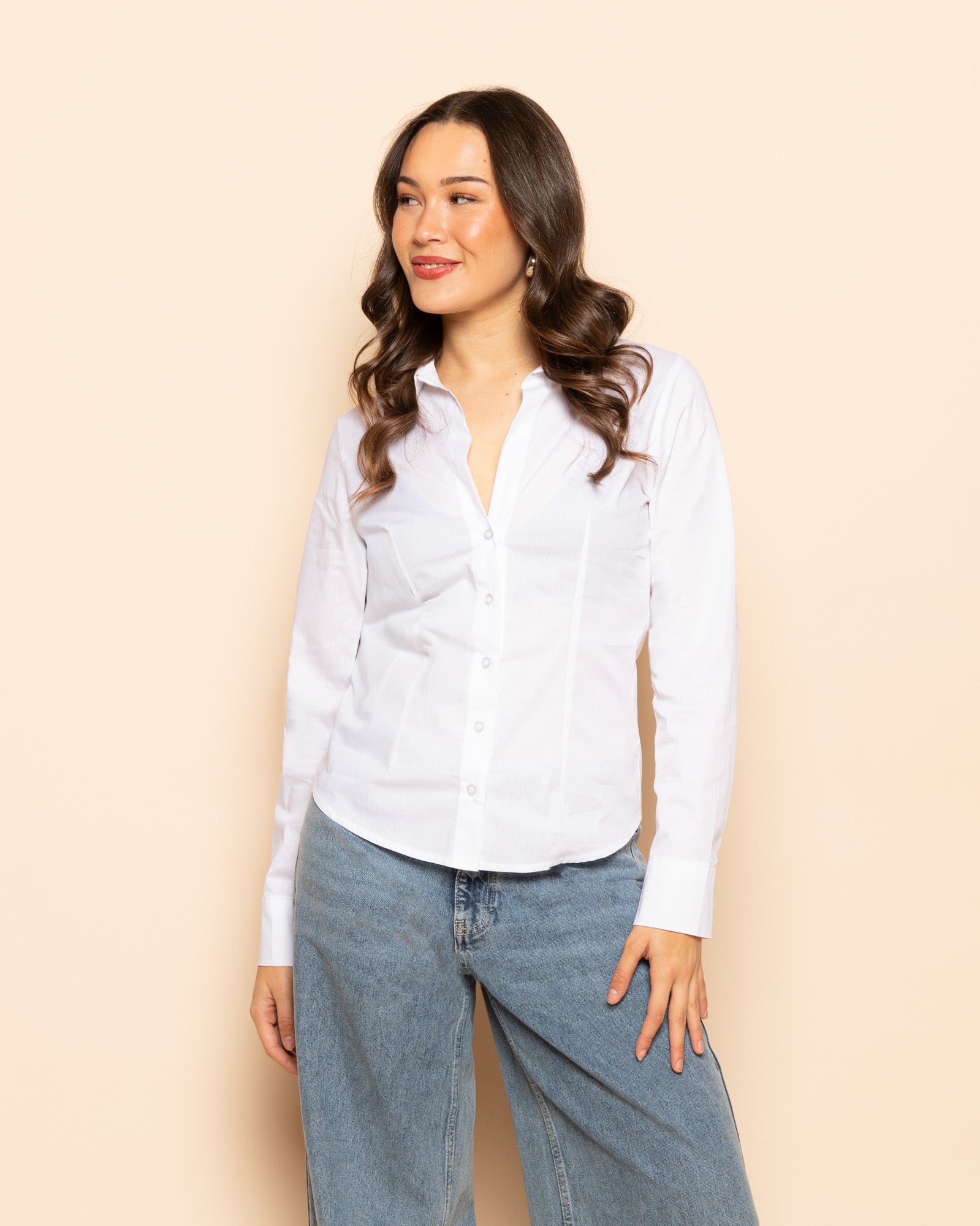 WAISTED POPLIN BLOUSE WIT