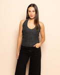 GLITTER HALTER TOP SILVER
