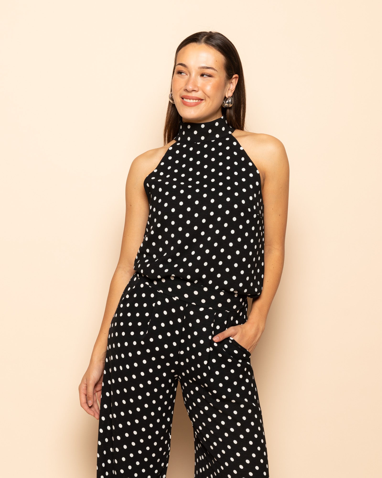 JULIE DOT  HALTER TOP BLACK