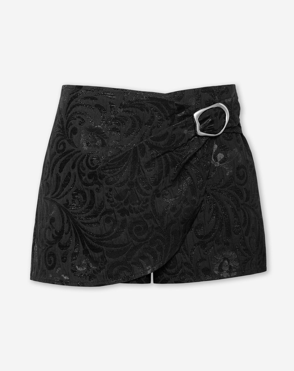 Luck & Trouble Buckle Mid Rise PU Skort Black