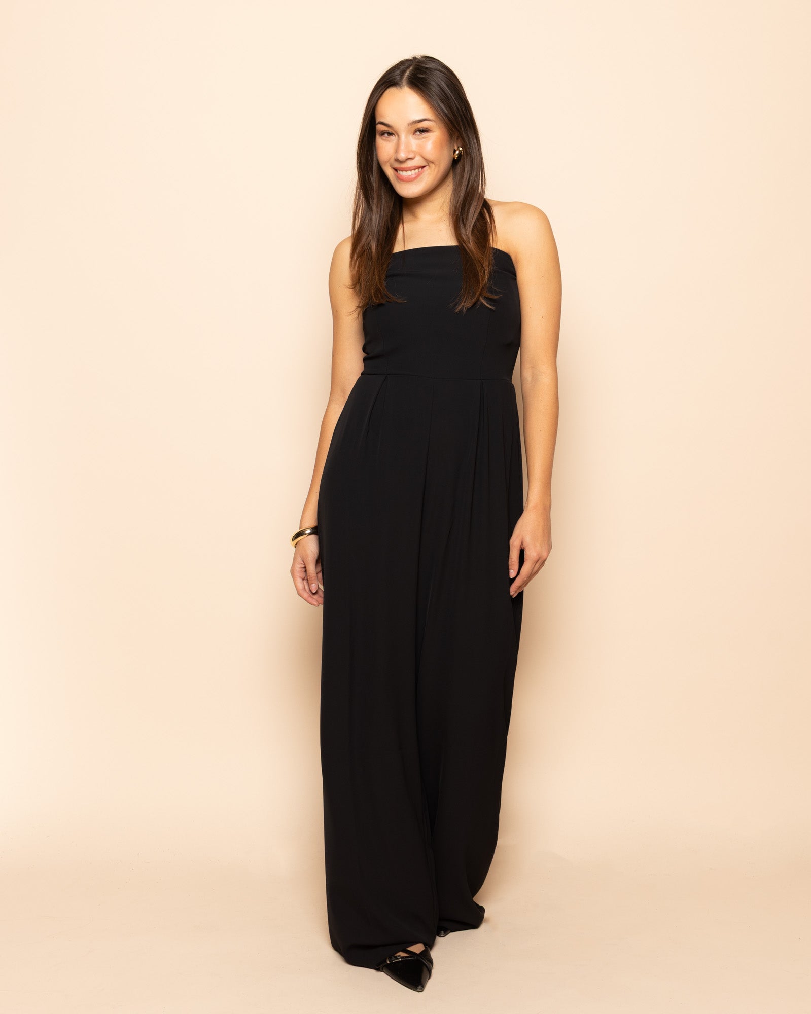 ISA STRAPLESS JUMPSUIT PETITE ZWART
